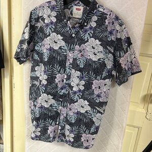 Levi's Men's Floral Button Down Shirt - Black and Purple
